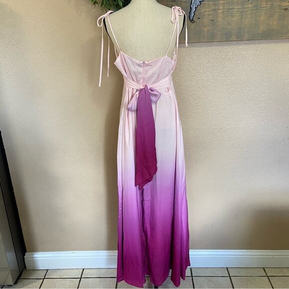 NWOT Lulus Maximum Allure Pink and Purple Ombre Satin Tie-Strap Maxi Dre… - Picture 9 of 9